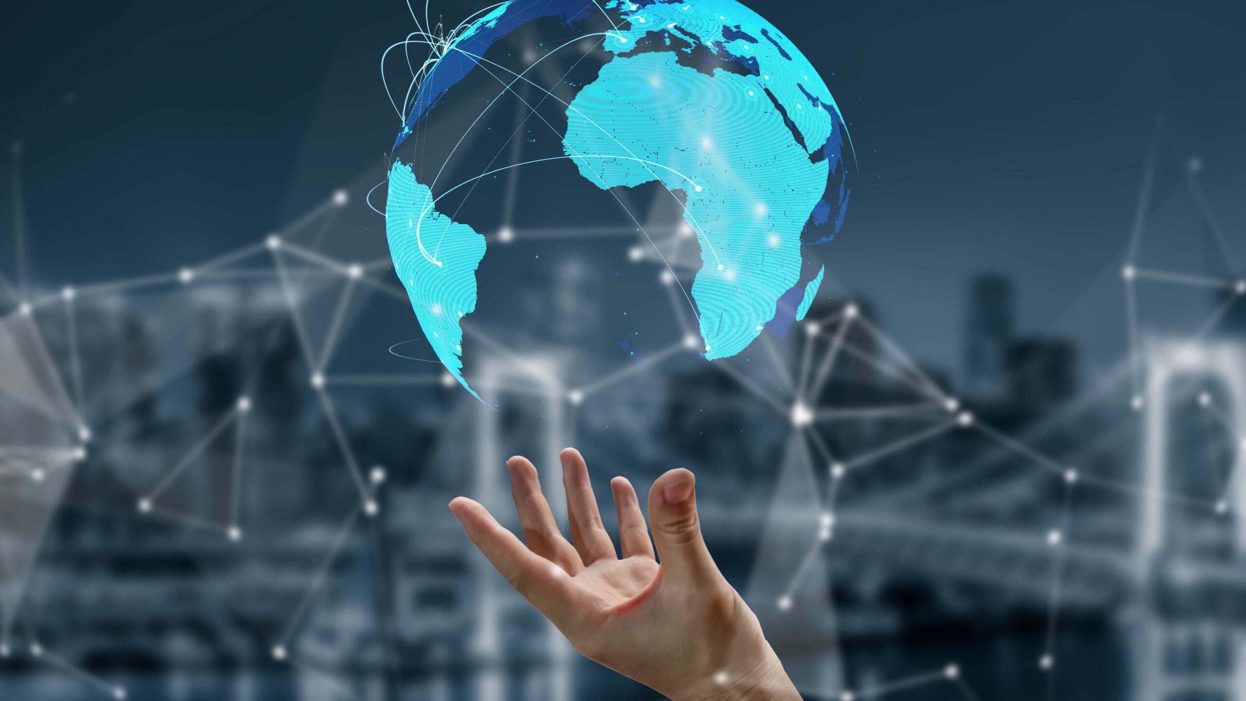 Global network connection visualization showing data exchange Thunk